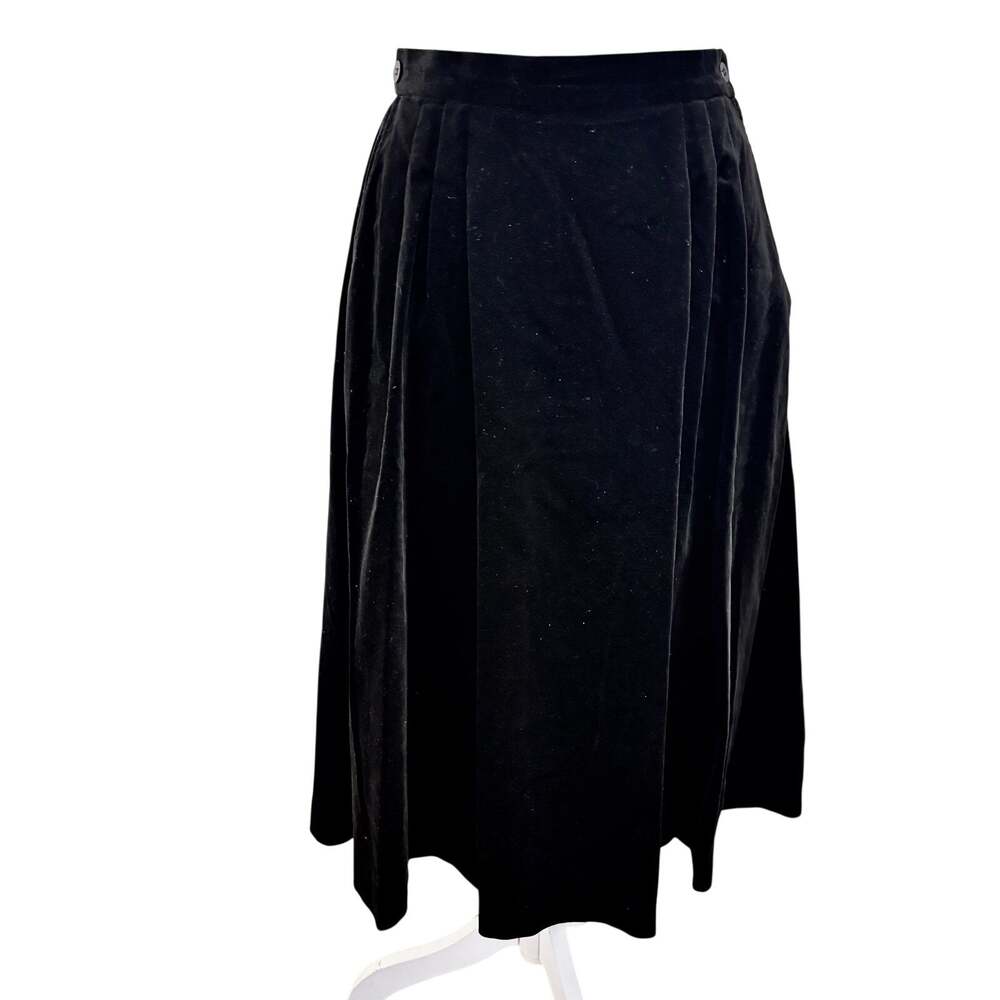 Vintage 60's Patty Woodard Black Velvet Midi Skirt Pleated Retro Western
